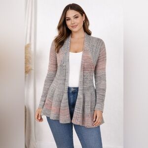 Anthropologie Knitted & Knotted Cody Peplum Cardigan M Multicolor
